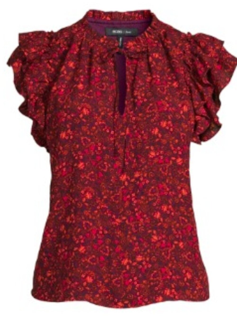 BCBG Paris New Romantic Flutter Sleeve Floral Blouse - Size Large NWT